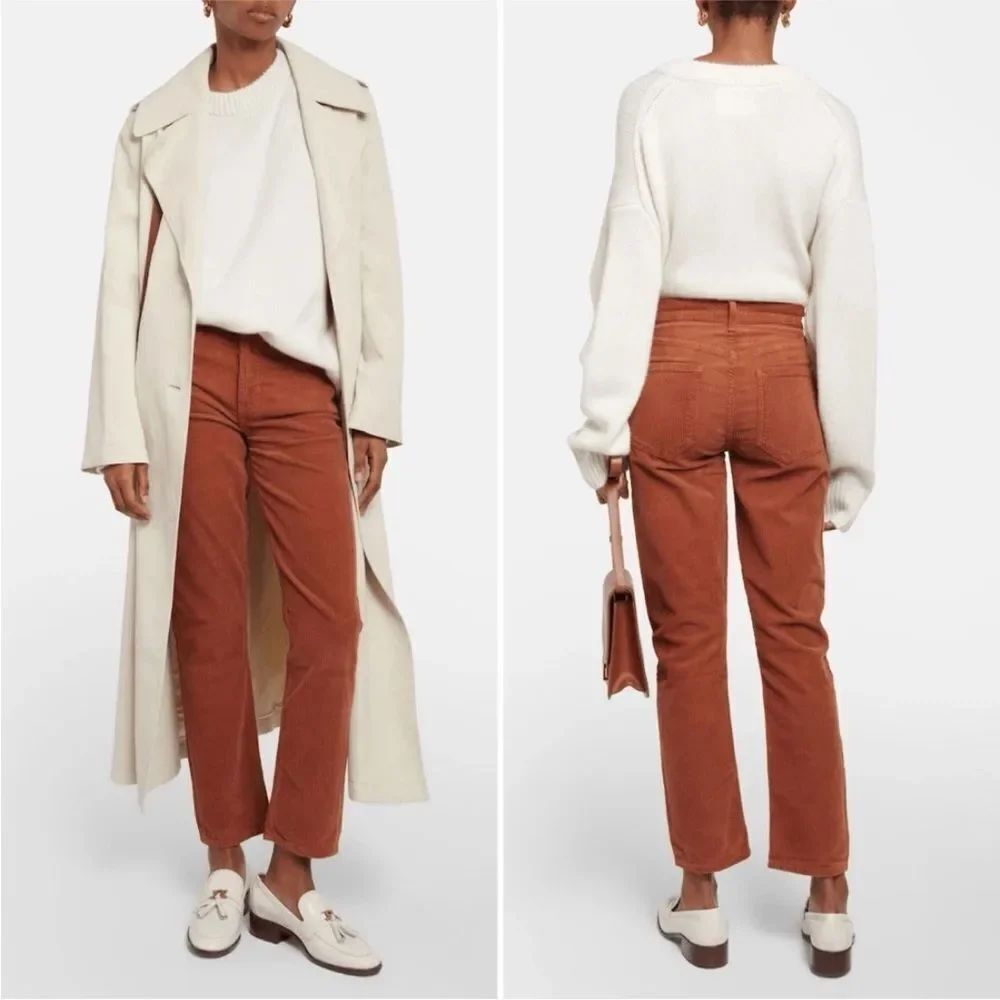 Agolde Riley Long Straight Corduroy Pants in Saddle Size 31
